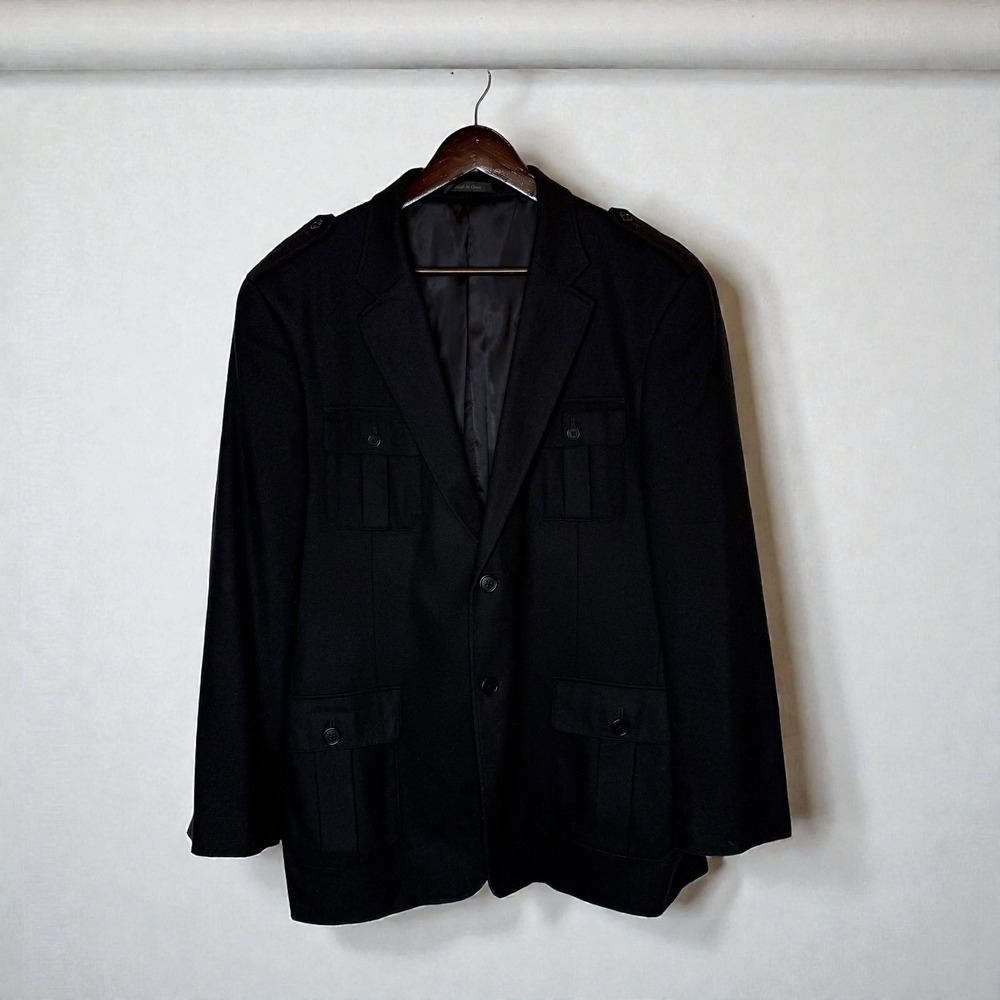 Calvin Klein Men's Wool Blend Coat Blazer Single Breasted Pockets Black size 44R